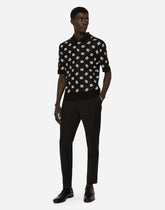 Technical jacquard polo-shirt with DG detailing - | Dolce & Gabbana
