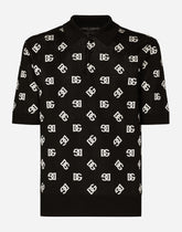 Technical jacquard polo-shirt with DG detailing - | Dolce & Gabbana