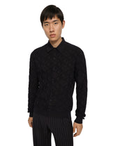 Long-sleeved 3D silk jacquard polo-shirt - | Dolce & Gabbana