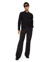 Long-sleeved 3D silk jacquard polo-shirt - | Dolce & Gabbana