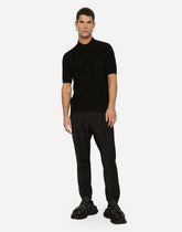 Short-sleeved 3D silk jacquard polo-shirt - | Dolce & Gabbana