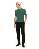 Ribbed round-neck sweater with DG hardware - | Dolce & Gabbana