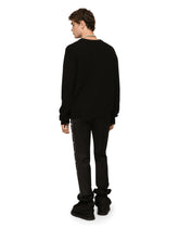 Round-neck wool sweater with DG logo inlay - | Dolce & Gabbana