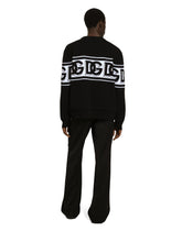 Wool jacquard round-neck sweater with DG logo - | Dolce & Gabbana