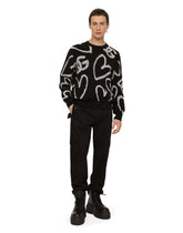 Round-neck jacquard sweater with DG heart detailing - | Dolce & Gabbana