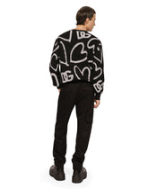 Round-neck jacquard sweater with DG heart detailing - | Dolce & Gabbana