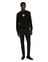 Silk round-neck sweater with DG logo embroidery - | Dolce & Gabbana