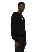 Silk round-neck sweater with DG logo embroidery - | Dolce & Gabbana