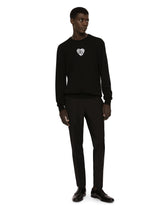 Silk round-neck sweater with DG logo embroidery - | Dolce & Gabbana