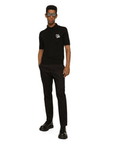 Silk polo-shirt with DG logo embroidery - | Dolce & Gabbana