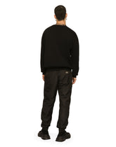 Technical wool round-neck sweater with embroidery - | Dolce & Gabbana