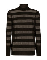 Striped technical wool turtle-neck sweater - | Dolce & Gabbana