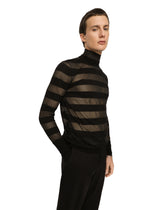 Striped technical wool turtle-neck sweater - | Dolce & Gabbana