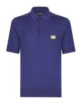 Wool polo-shirt with branded tag - | Dolce & Gabbana