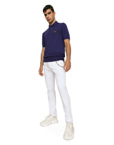 Wool polo-shirt with branded tag - | Dolce & Gabbana