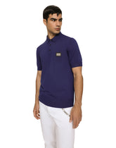 Wool polo-shirt with branded tag - | Dolce & Gabbana