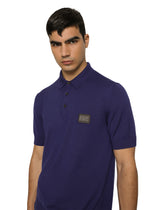 Wool polo-shirt with branded tag - | Dolce & Gabbana