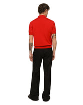 Wool polo-shirt with branded tag - | Dolce & Gabbana