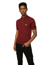 Wool polo-shirt with branded tag - | Dolce & Gabbana