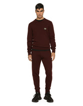 Wool round-neck sweater with branded tag - | Dolce & Gabbana