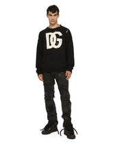Round-neck cotton sweater with DG logo - | Dolce & Gabbana