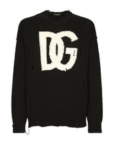 Round-neck cotton sweater with DG logo - | Dolce & Gabbana