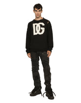 Round-neck cotton sweater with DG logo - | Dolce & Gabbana