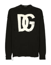 Round-neck cotton sweater with DG logo - | Dolce & Gabbana