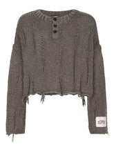 Washed cotton and linen granddad-neck sweater - | Dolce & Gabbana
