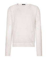 Round-neck technical linen sweater with rips - | Dolce & Gabbana