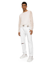 Round-neck technical linen sweater with rips - | Dolce & Gabbana