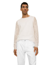 Round-neck technical linen sweater with rips - | Dolce & Gabbana