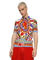 3D silk jacquard polo-shirt with carretto print - | Dolce & Gabbana