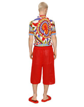 Mesh-look cotton knit jogging shorts - | Dolce & Gabbana
