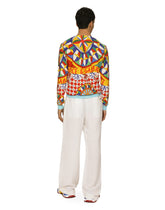 Silk jacquard shirt with 3D carretto print - | Dolce & Gabbana