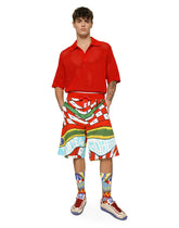Mesh-look cotton polo-shirt with logo - | Dolce & Gabbana