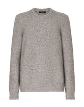 Technical wool round-neck sweater with logo tag - | Dolce & Gabbana
