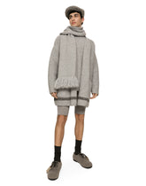 Technical wool round-neck sweater with logo tag - | Dolce & Gabbana