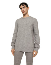 Technical wool round-neck sweater with logo tag - | Dolce & Gabbana