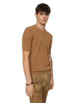 Cotton sweater with logo label - | Dolce & Gabbana