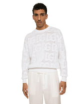 Cotton jacquard sweater with all-over jacquard DG - | Dolce & Gabbana