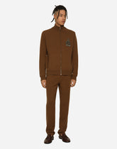 Zip-up sweatshirt with wool and cashmere knit patch DG - | Dolce & Gabbana