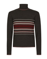 Wool turtle-neck sweater with contrasting stripes - | Dolce & Gabbana