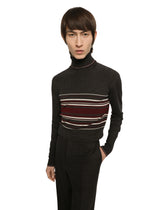 Wool turtle-neck sweater with contrasting stripes - | Dolce & Gabbana