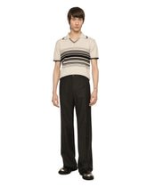 Wool polo-shirt with contrasting stripes - | Dolce & Gabbana