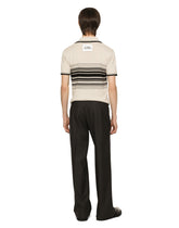 Wool polo-shirt with contrasting stripes - | Dolce & Gabbana
