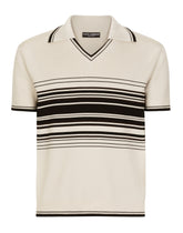Wool polo-shirt with contrasting stripes - | Dolce & Gabbana