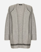 Technical wool cardigan with logo tag - | Dolce & Gabbana