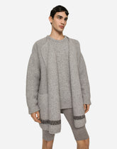 Technical wool cardigan with logo tag - | Dolce & Gabbana