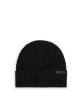 CASHMERE WOOL KNITTED HAT WITH BRANDED LABEL - | Dolce & Gabbana